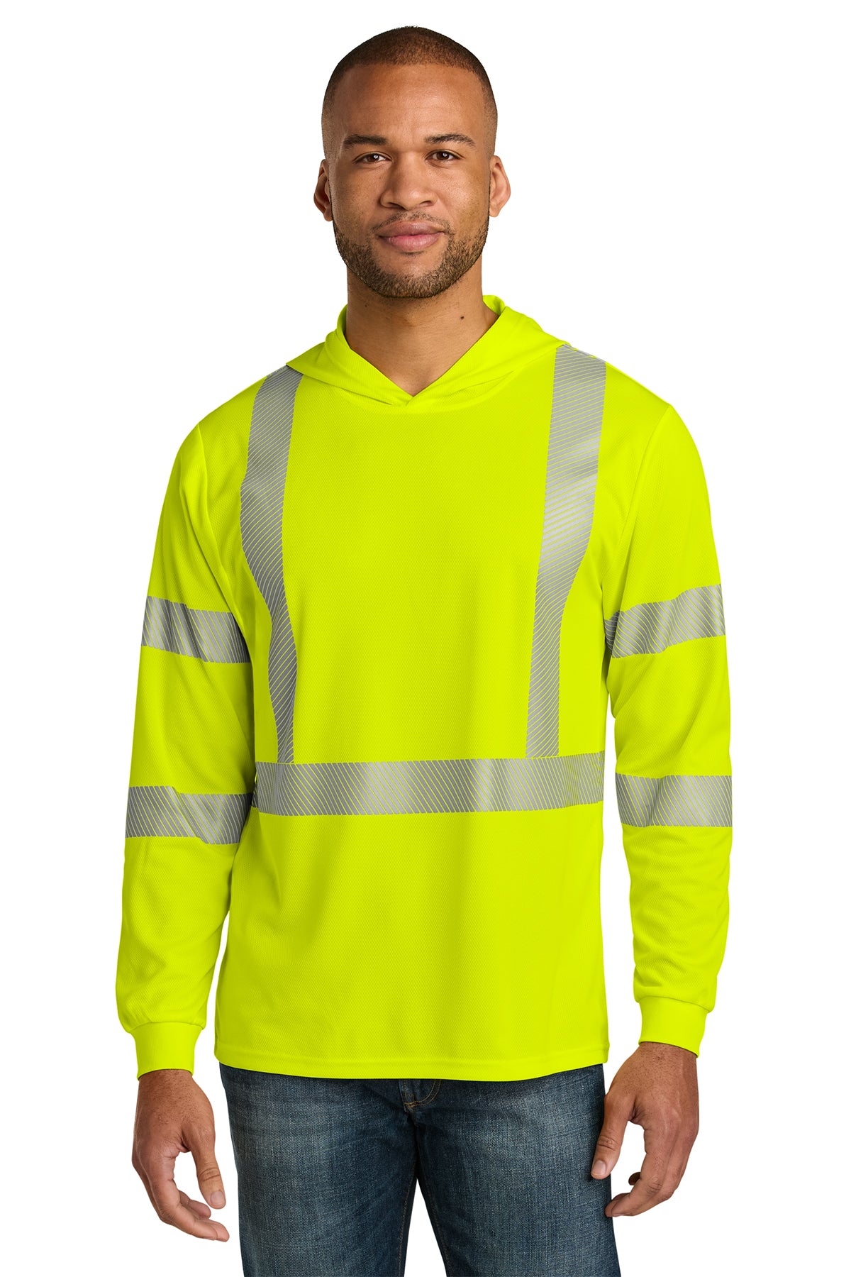 CornerStone® ANSI 107 Class 3 Long Sleeve Segmented Tape Hooded Tee | CS208
