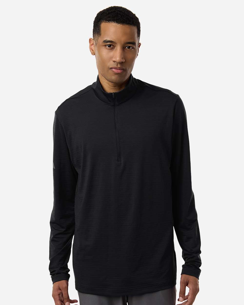 A708 Adidas Men's Textured Stripe Quarter-Zip Pullover