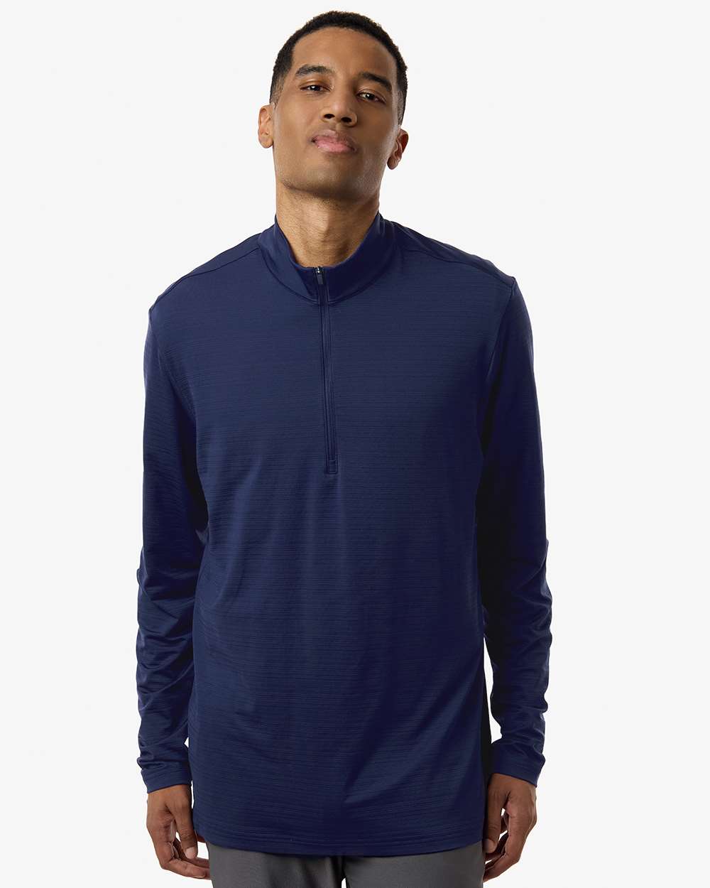 A708 Adidas Men's Textured Stripe Quarter-Zip Pullover