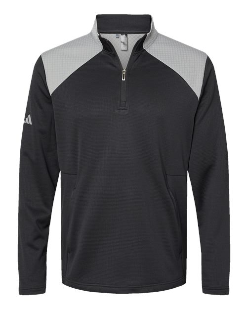 Adidas Men's Textured Mixed Media Quarter-Zip Pullover A532