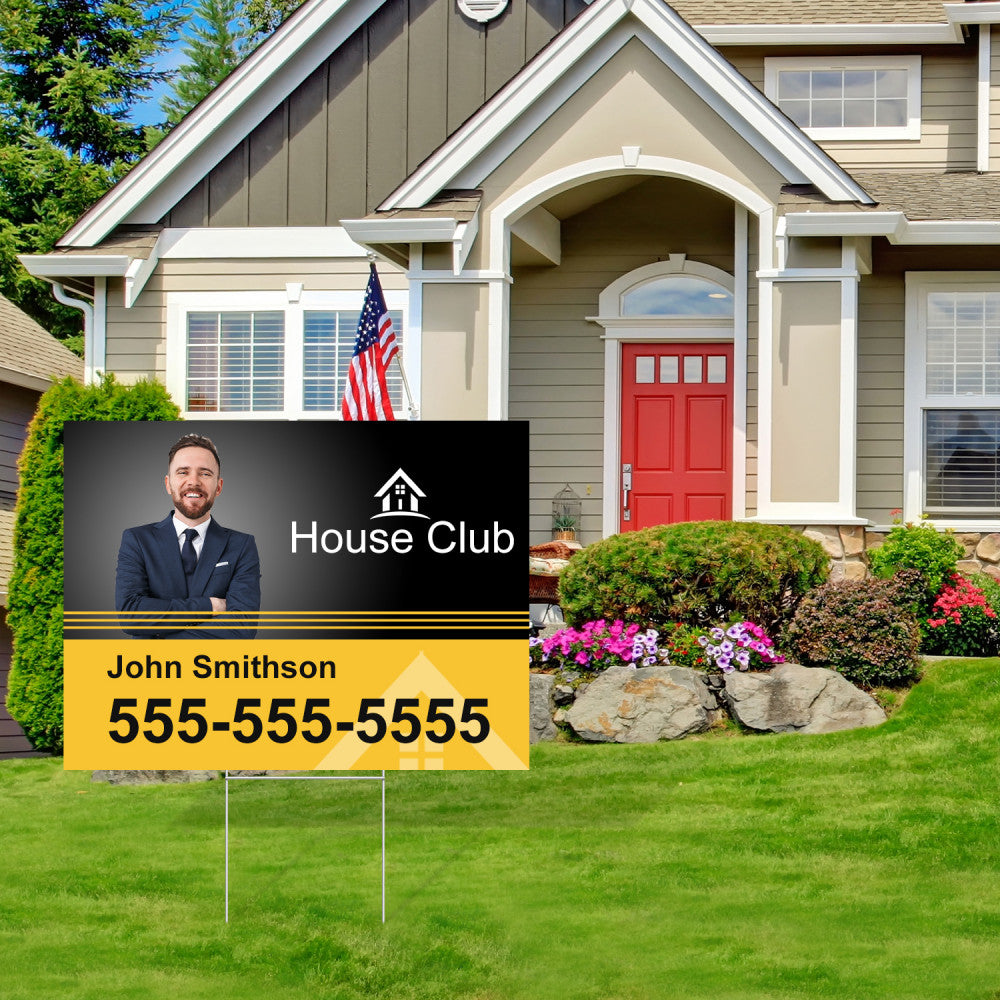 Custom printed yard signs for businesses and real estate promotions