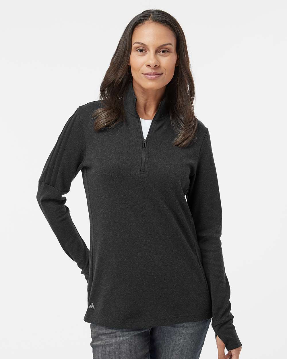 Adidas Women's 3-Stripes Quarter-Zip Sweater Pullover A555