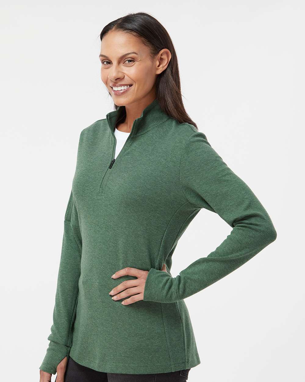 Adidas Women's 3-Stripes Quarter-Zip Sweater Pullover A555