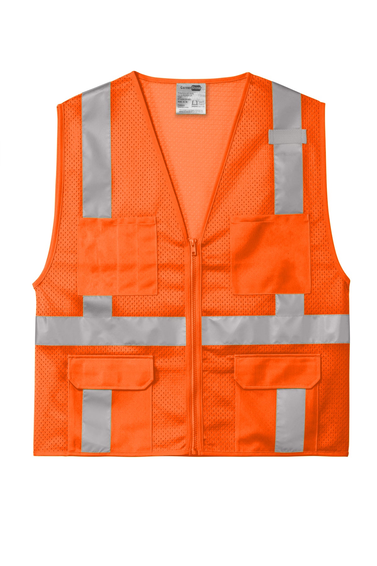 CornerStone® ANSI 107 Class 2 Mesh Six-Pocket Zippered Vest | CSV104