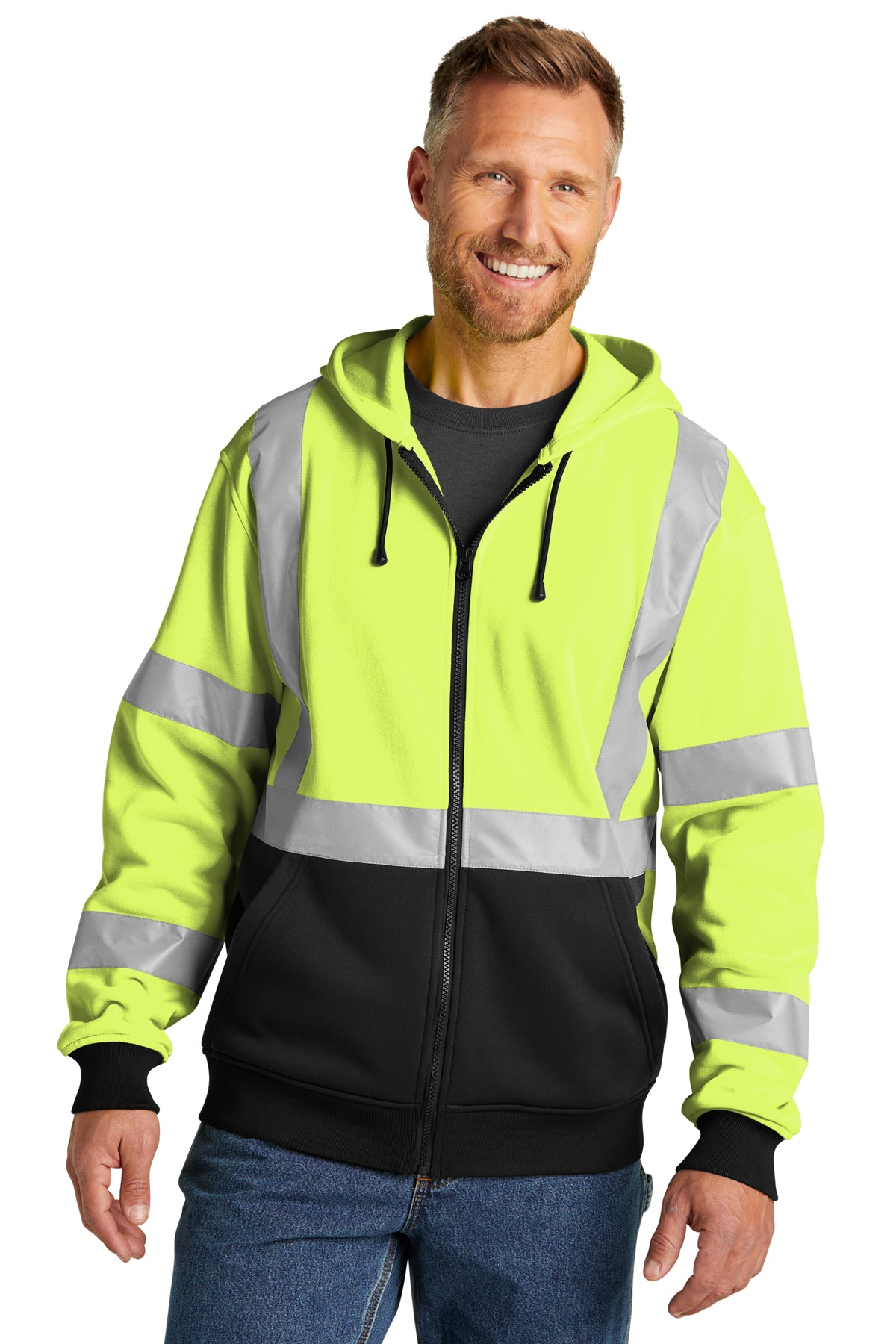 CornerStone® ANSI 107 Class 3 Heavy-Duty Fleece Full-Zip Hoodie | CSF300
