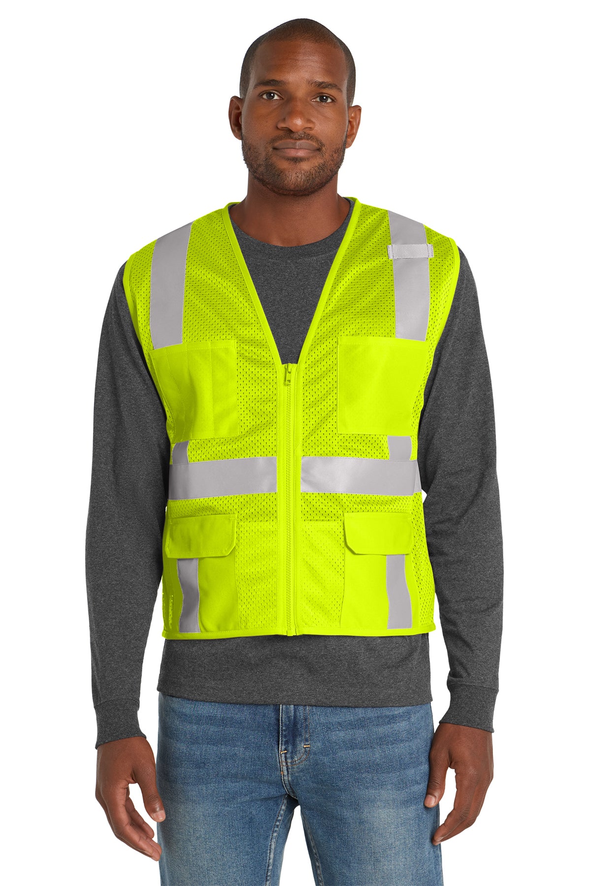 CornerStone® ANSI 107 Class 2 Mesh Six-Pocket Zippered Vest | CSV104