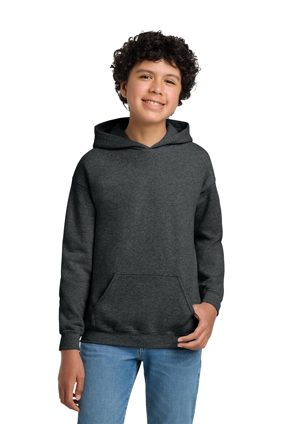 Gildan 18500B Youth Heavy Blend Hoodie - Fan Charcoal Heather