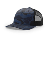 Richardson 112PFP Flat-Bill Trucker Cap - Admiral Duck Camo/ Black