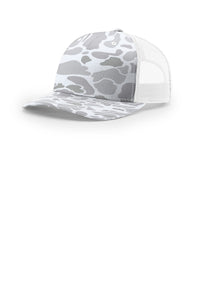 Richardson 112PFP Flat-Bill Trucker Cap - Blizzard Duck Camo/ White