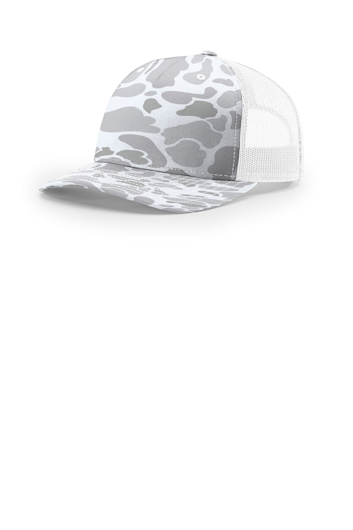 Richardson 112PFP Flat-Bill Trucker Cap - Blizzard Duck Camo/ White