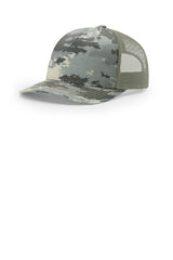 Richardson 112PFP Flat-Bill Trucker Cap - Digital Camo/ Light Green