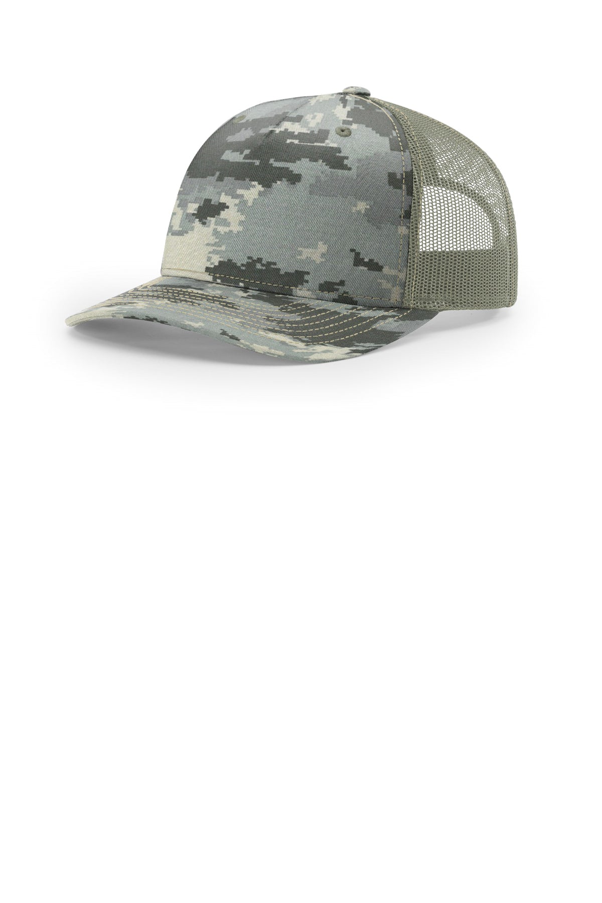 Richardson 112PFP Flat-Bill Trucker Cap - Digital Camo/ Light Green