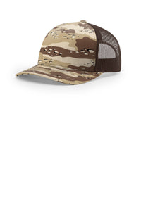 Richardson 112PFP Flat-Bill Trucker Cap - Desert Camo/ Brown