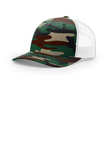 Richardson 112PFP Flat-Bill Trucker Cap - Green Camo/ White