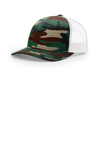 Richardson 112PFP Flat-Bill Trucker Cap - Green Camo/ White