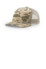Richardson 112PFP Flat-Bill Trucker Cap - Harvest Duck Camo/ Light Tan