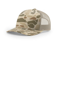 Richardson 112PFP Flat-Bill Trucker Cap - Harvest Duck Camo/ Light Tan