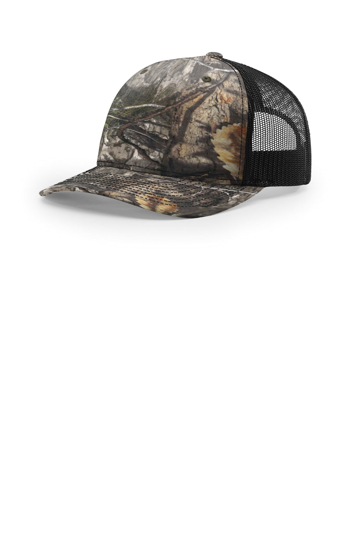 Richardson 112PFP Flat-Bill Trucker Cap - Mossy Oak Country DNA/ Black