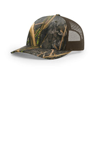 Richardson 112PFP Flat-Bill Trucker Cap - Mossy Oak Habitat/ Brown