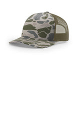 Richardson 112PFP Flat-Bill Trucker Cap - Marsh Duck Camo/ Loden