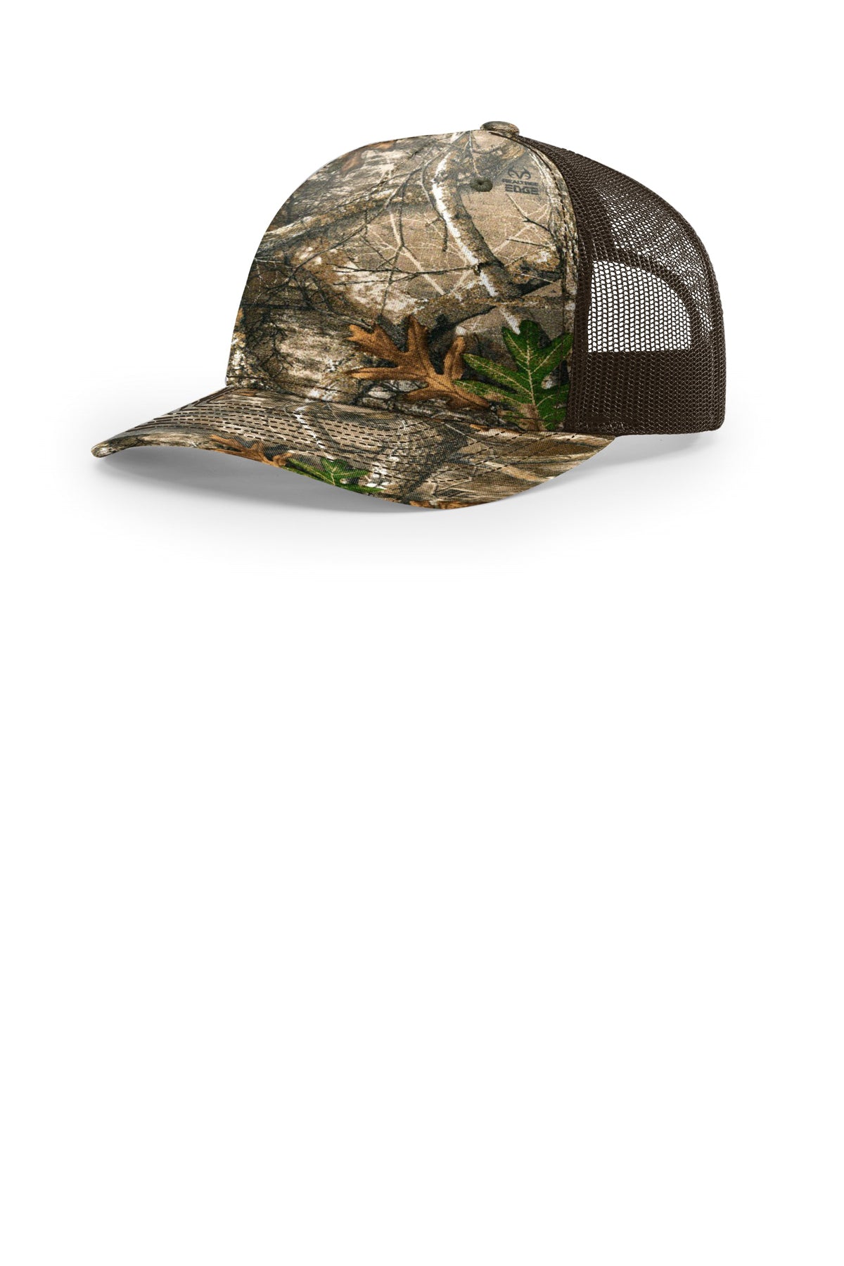 Richardson 112PFP Flat-Bill Trucker Cap - Realtree Edge/ Brown