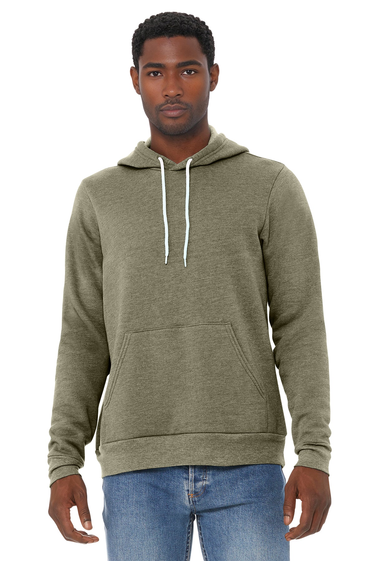 Bella+Canvas 3719 Fleece Pullover Hoodie - Heather Olive