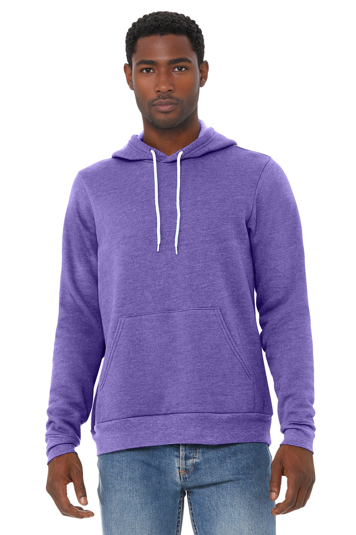 Bella+Canvas 3719 Fleece Pullover Hoodie - Heather Team Purple