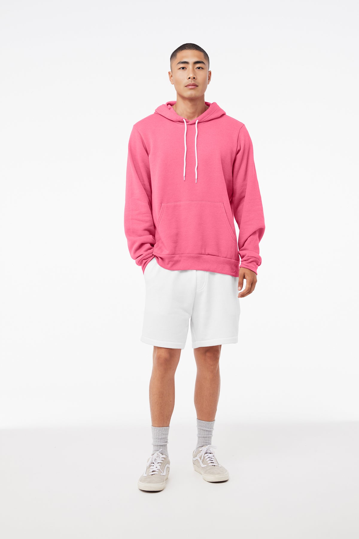 Bella+Canvas 3719 Fleece Pullover Hoodie - Heather Charity Pink