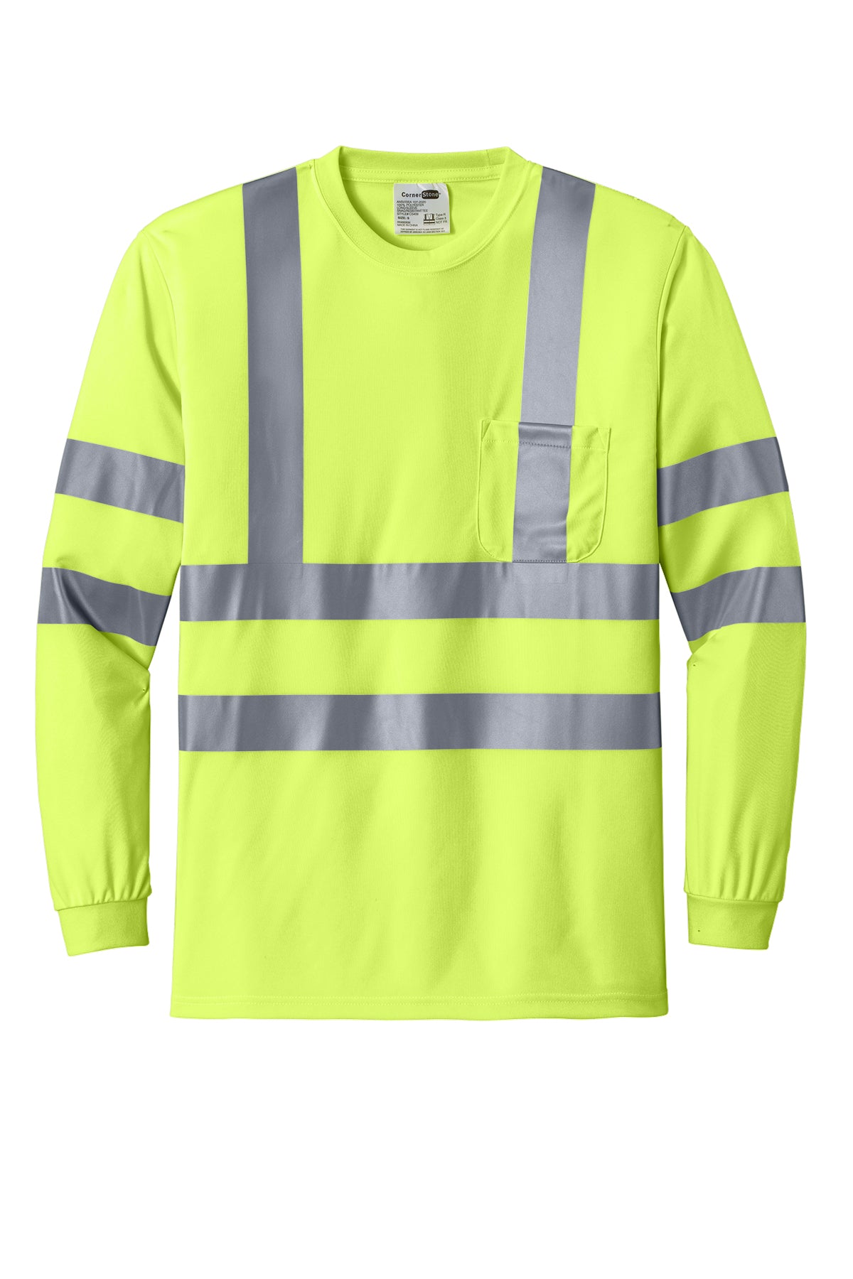 CornerStone® - ANSI 107 Class 3 Long Sleeve Snag-Resistant Reflective T-Shirt | CS409