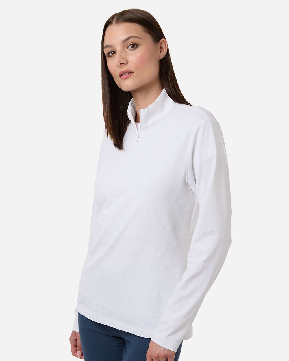 Adidas Women's Textured Stripe Quarter-Zip Pullover A709