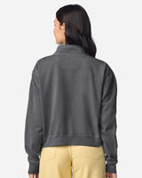 Women's Garment-Dyed Mid-Length Quarter-Zip Sweatshirt