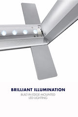 Close-up of the built-in edge-mounted LED lighting inside the SEG light box frame