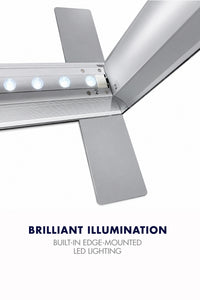 Close-up of the built-in edge-mounted LED lighting inside the SEG light box frame