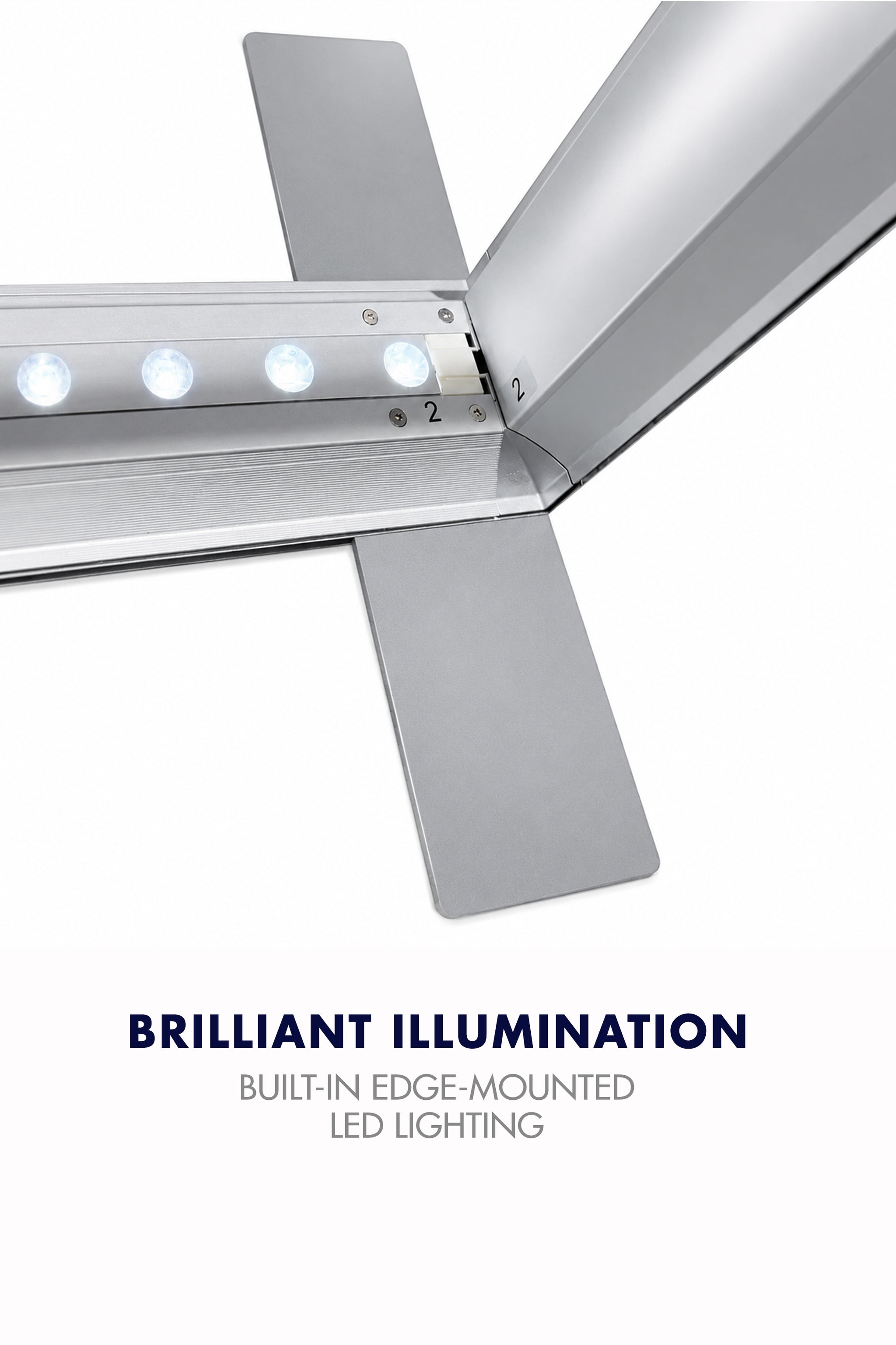 Close-up of the built-in edge-mounted LED lighting inside the SEG light box frame