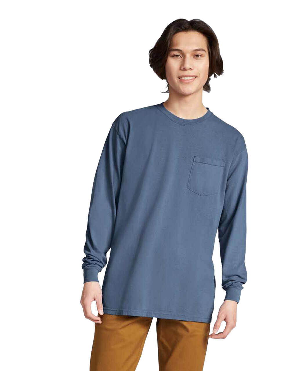 Unisex Garment-Dyed Heavyweight Long Sleeve Pocket T-Shirt