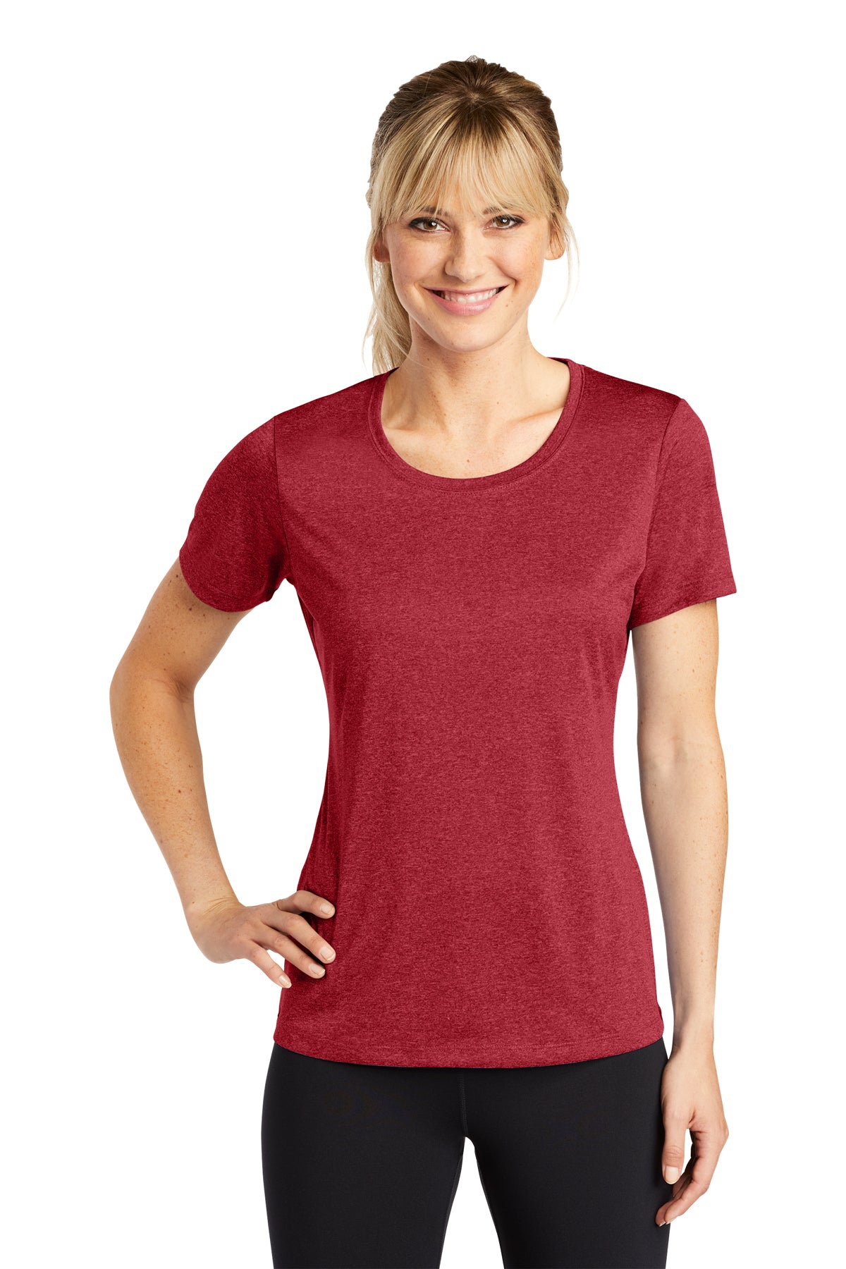 LST360  Sport-Tek® Women's Heather Contender™ Scoop Neck Tee
