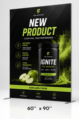 Freestanding SEG frame display in the 60 by 90 inch size with a full-color printed graphic