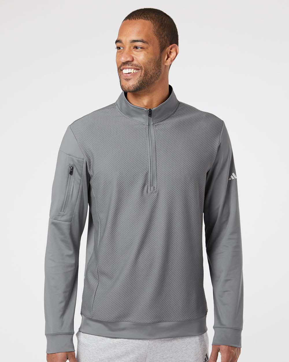 Adidas Men's Textured Quarter-Zip Pullover A295