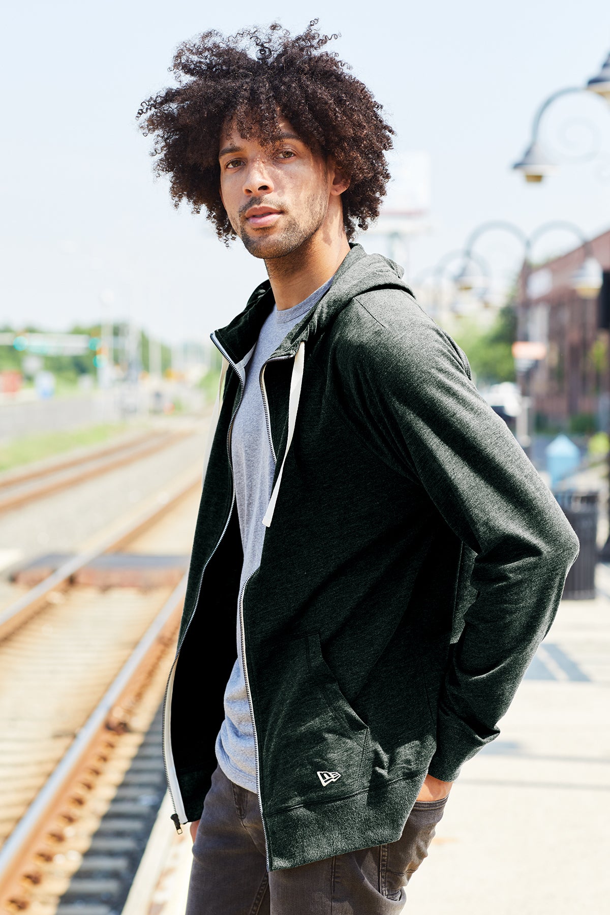 NEA122 New Era® Sueded Cotton Blend Full-Zip Hoodie