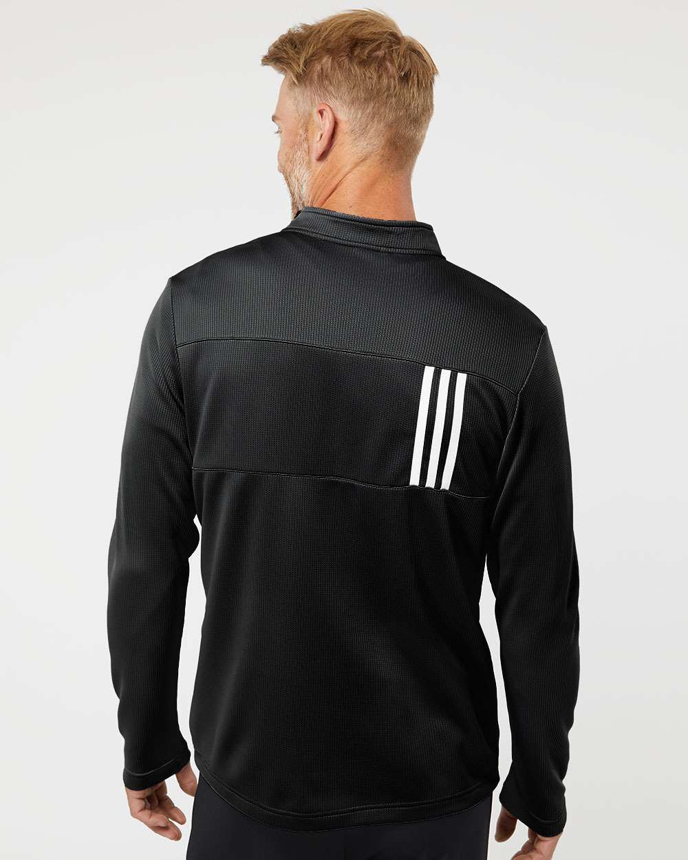 Adidas Men's 3-Stripes Double-Knit Quarter-Zip Pullover A482