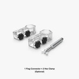 Flag holder hardware kit with metal flag adapter and two hex clamps for canopy tent legs