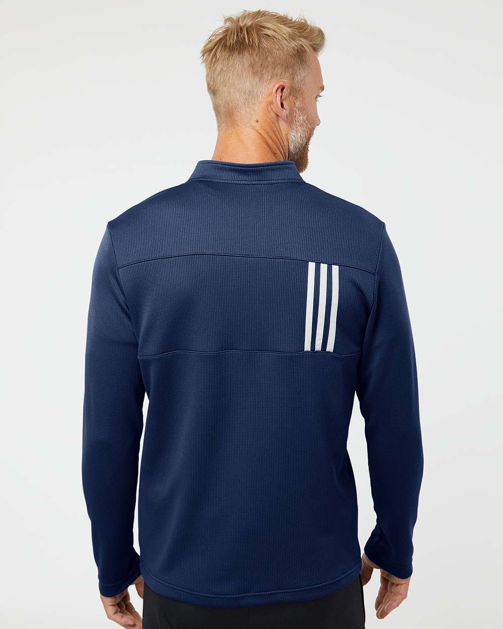 Adidas Men's 3-Stripes Double-Knit Quarter-Zip Pullover A482