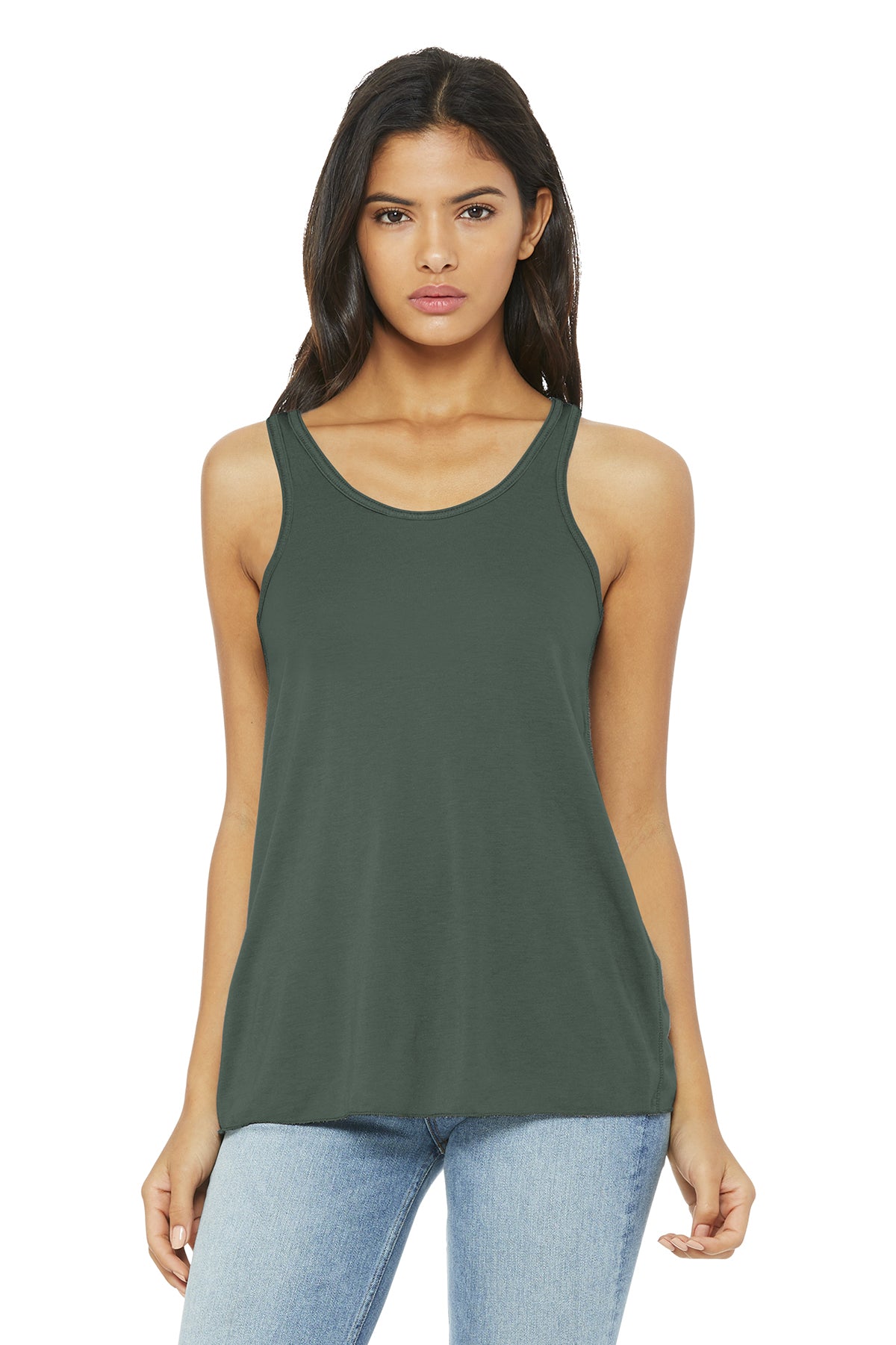 Bella+Canvas 8800 Women's Flowy Racerback Tank - Military Green