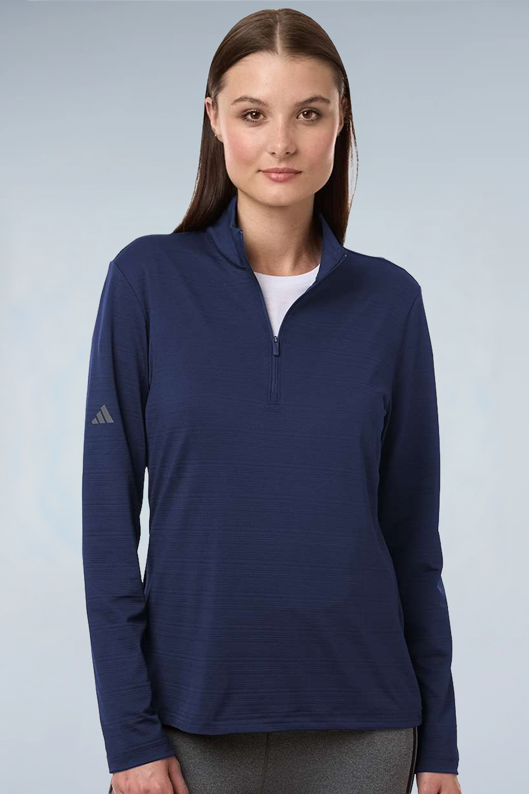 Adidas Women's Textured Stripe Quarter-Zip Pullover A709
