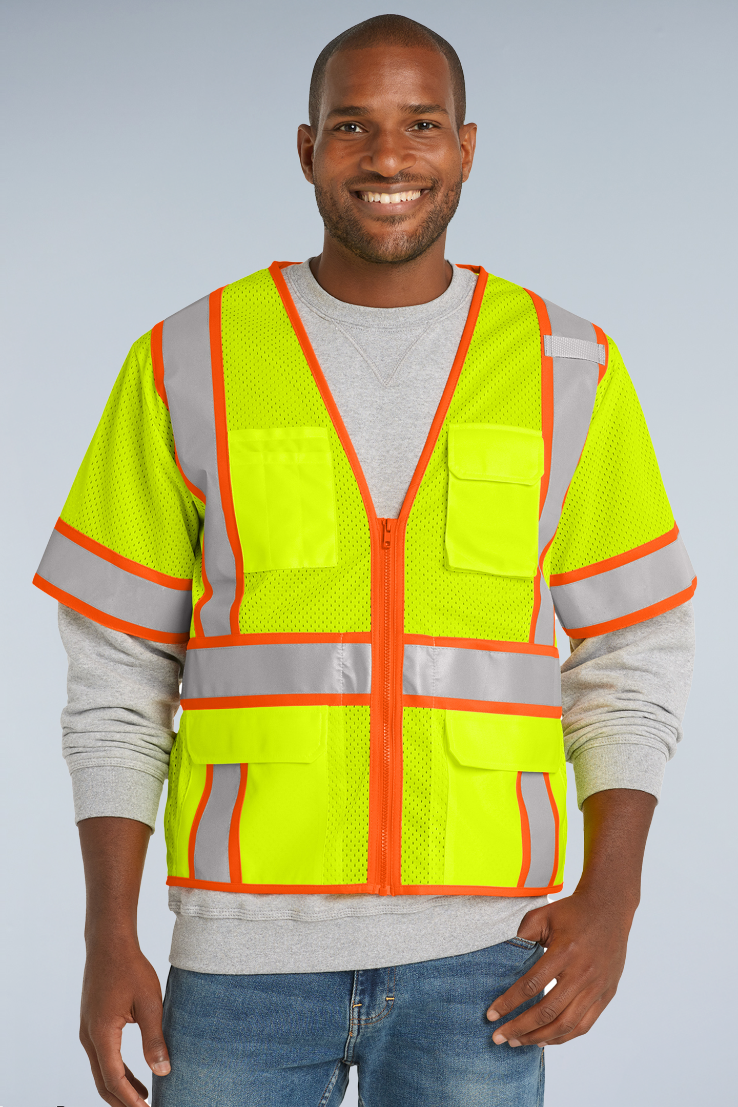 CornerStone® ANSI 107 Class 3 Surveyor Mesh Zippered Two-Tone Short Sleeve Vest | CSV106 - The Lemon Print & Design Studio 