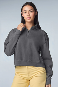 Women's Garment-Dyed Mid-Length Quarter-Zip Sweatshirt