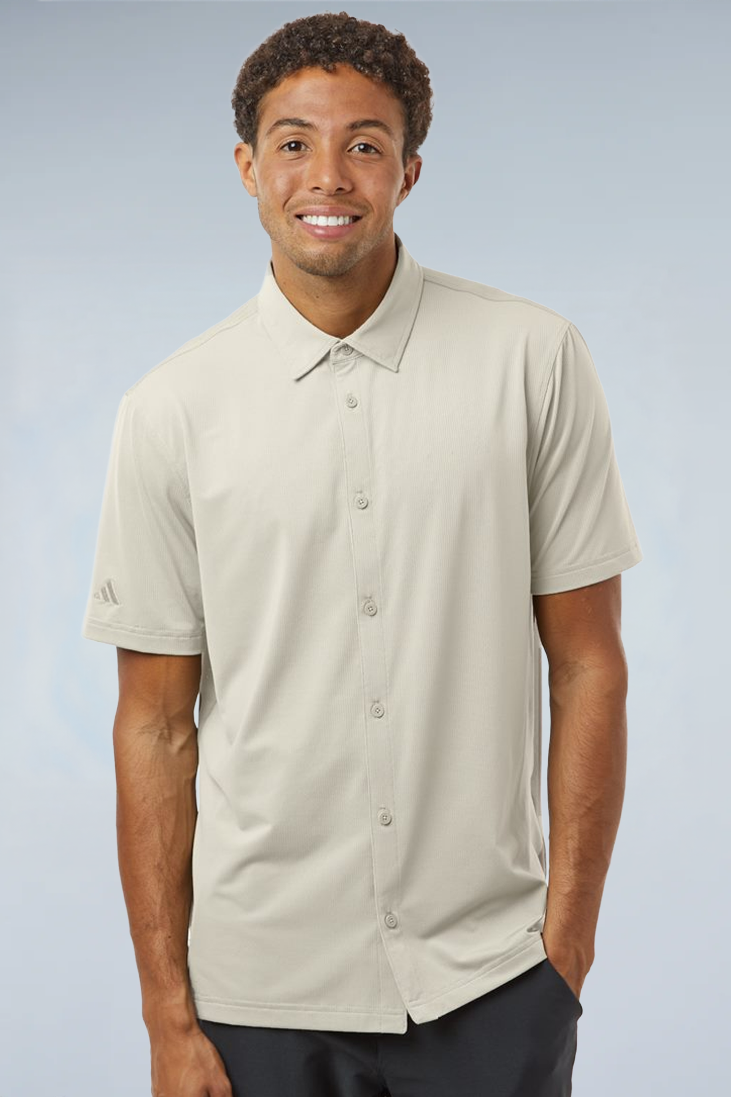 Adidas Men's Full Button Down Short Sleeve Shirt A595