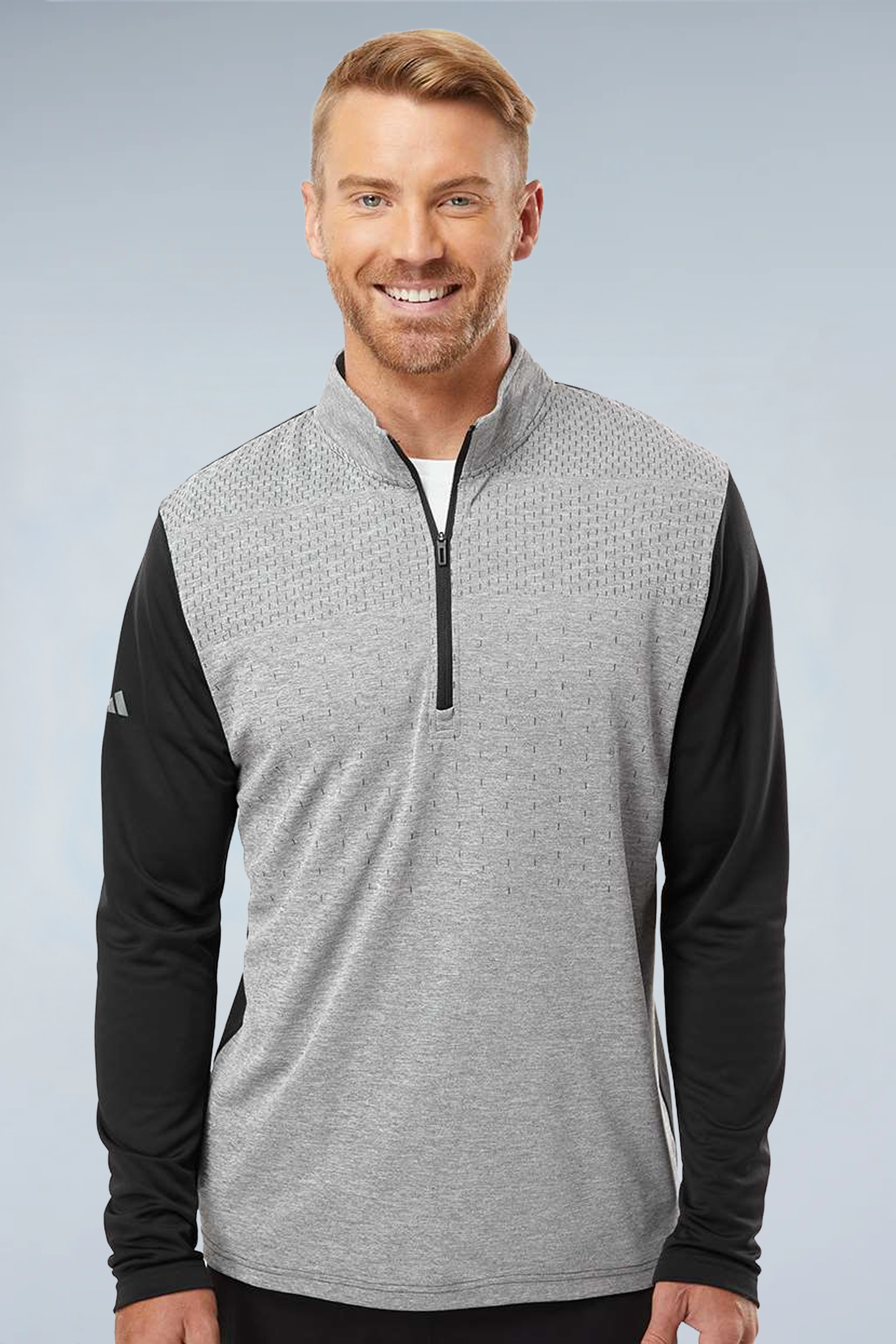 Adidas Men's Ultimate365 Heather Block Print Quarter-Zip Pullover A522