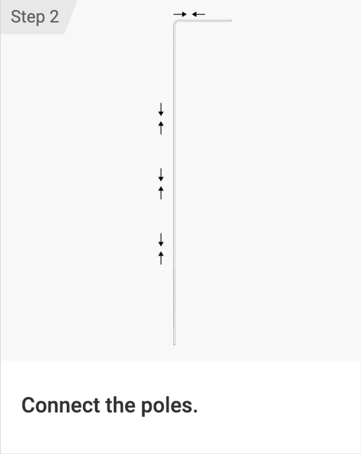 Instructional diagram with arrows and text 'Connect the poles.' on a white background.