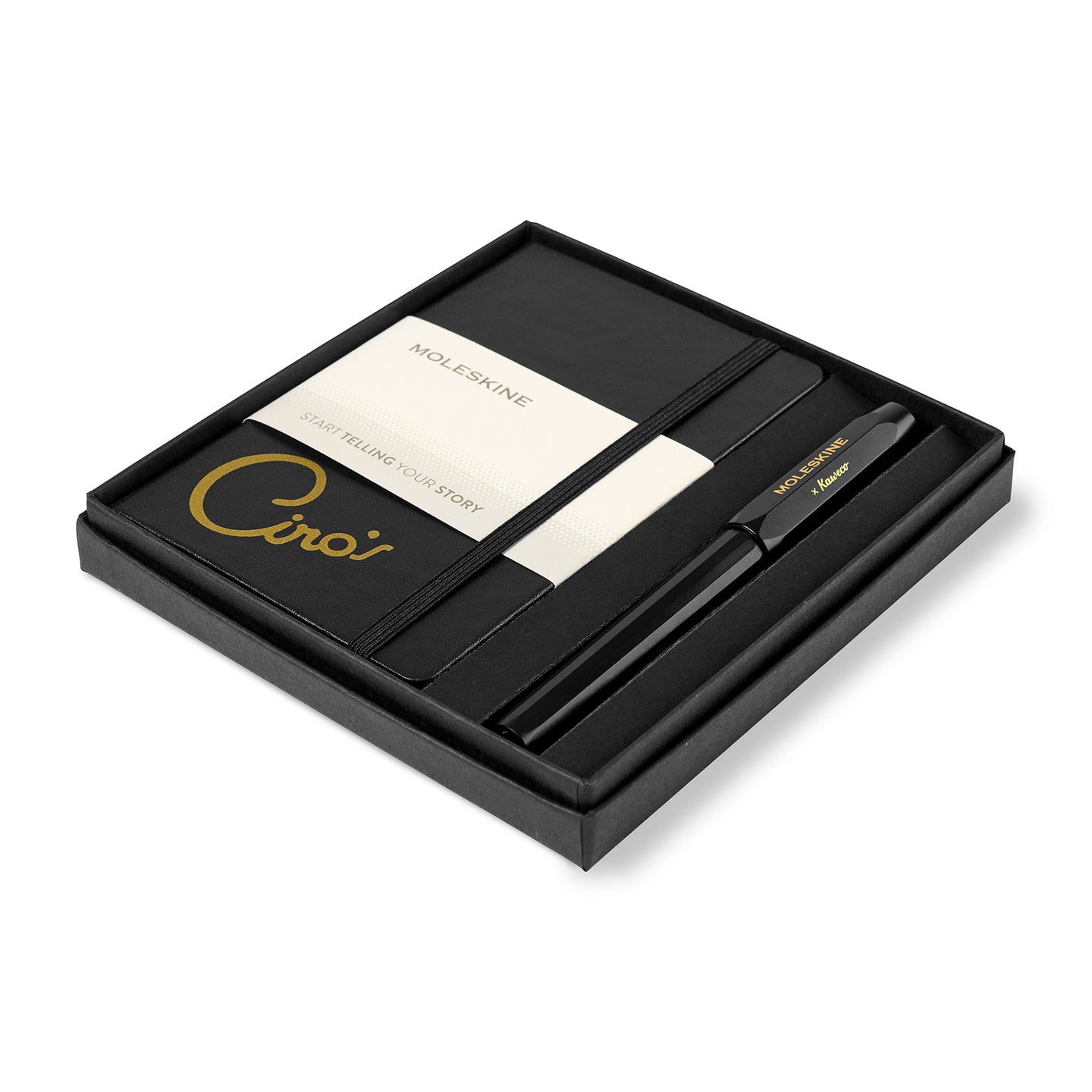 Moleskine® Pocket Notebook and Kaweco Pen Gift Set - Black | Custom Branded | Lemon Print